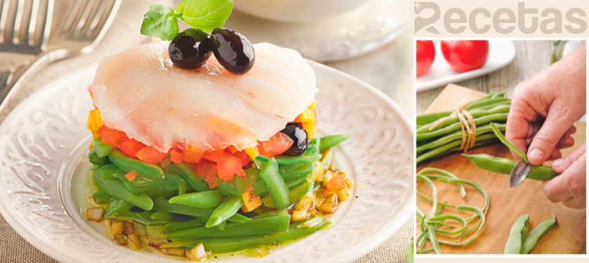 Timbal de judías verdes con bacalao